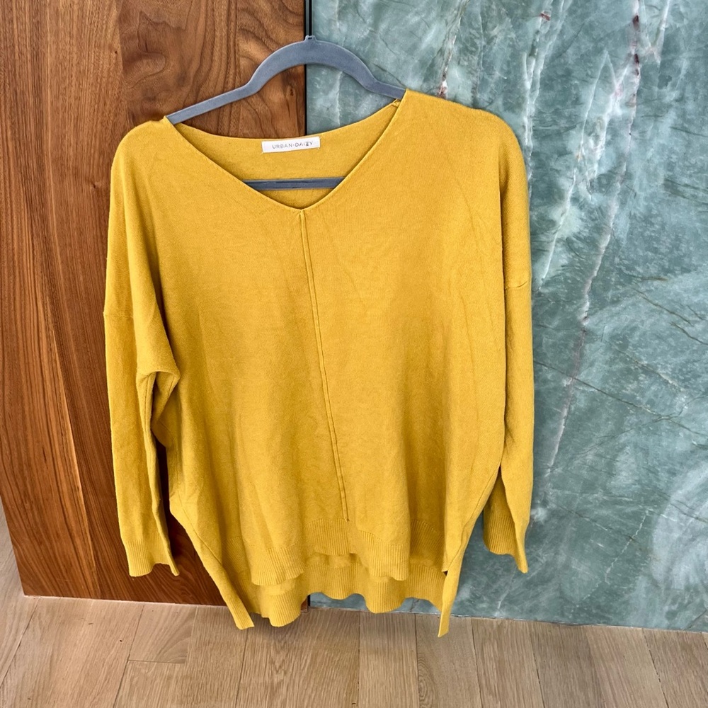 Urban Outfitters Mustard Yellow V-Neck Sweater